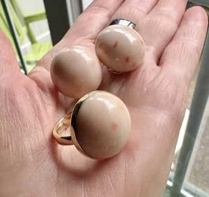 Pendientes de anillo de coral de piel de ángel AAA modernos de mediados de siglo de alta calidad - Imagen 1 de 12