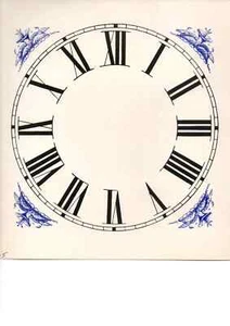5"-5 3/4" INCH CLOCK DIAL CARDSTOCK-GLOSSY ROMAN-ARABIC DECALS IN CORNER - Picture 1 of 3