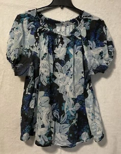 Croft & Barrow Women’s Peasant Top Cap Sleeve Size 3X Sheer Lightweight - Picture 1 of 9