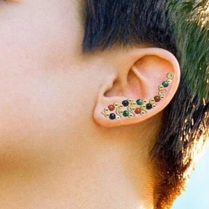 Ear Climbers Ear Crawlers Earring Gold or Silver with Gemstones, Pearls or Beads - Picture 1 of 9