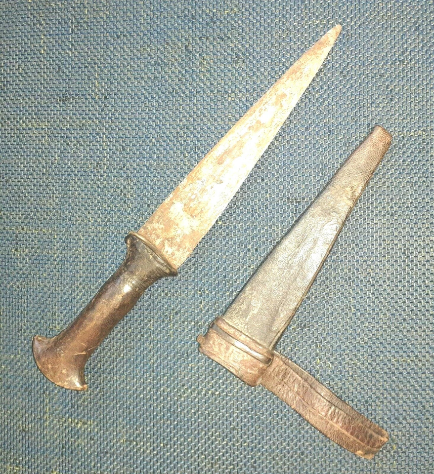 Dagger Knife African Leather Sheath Antique Scabbard Tribal Congo - Image 1 of 3