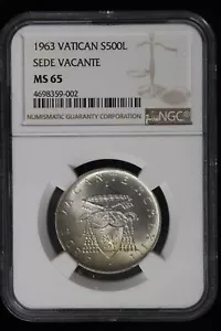 1963 Vatican. 500 Lire. NGC Graded MS-65.  - Picture 1 of 3