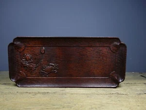 Exquisitely carved lotus tea tray made of old Tibetan rosewood - Picture 1 of 9