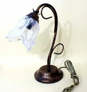 LUMETTO LAMPADA DA COMODINO CLASSICO RUGGINE MARRONE CON VETRO ALICE/LT - Imagen 1 de 1