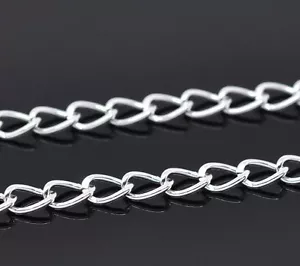 6ft Silver plated Findings Curb Link opened Chains 6.4x4.2mm Jewelry making DIY - Bild 1 von 5