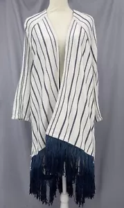 Cárdigan largo a rayas delantero abierto NIC+ZOE cubre flecos ombre talla XL - Imagen 1 de 6