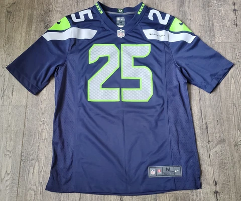 Seattle Seahawks Richard Sherman #25 Nike On Field Blue Football Jersey Mens M Cover