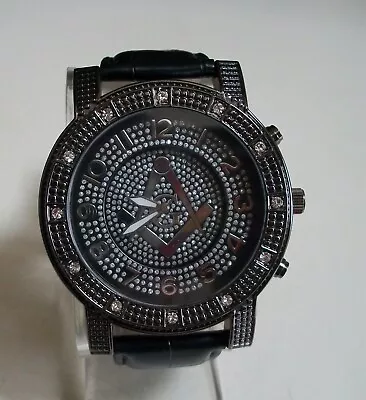 RELOJ HOMBRE HEMATITA ACABADO ALBAÑIL CORREA DE CUERO NEGRO MODA ELEGANTE/CASUAL Foto 1 de 4