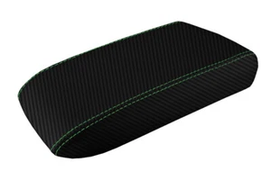 Fits 2005-2009 Ford Mustang Carbon Fiber Console Lid Armrest Cover Green Stitch - Picture 1 of 11