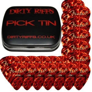 24 x Thin Fender 451 Celluloid Shell Guitar Picks Plectrums In A Pick Tin - Picture 1 of 1