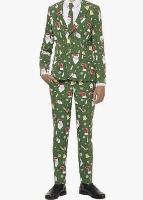 OppoSuits 14Y Navidad 3 Piezas Traje SantaBoss Santa Bastón de Caramelo Corbata Blazer Pantalones Foto 1 de 4
