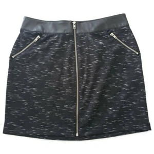 Rock & Republic Faux Leather Mini  Zipper Front Skirt Waistband Black Sz M - Picture 1 of 8