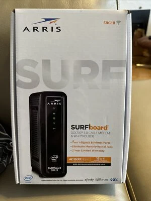 ARRIS SURFboard SBG10 DOCSIS3.0 16x4 Gigabit Cable Modem & Router AC1600Mbps - Image 1 of 4