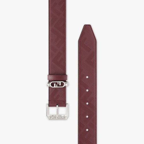 Cintura FENDI Edge bordeaux logo FF in pelle goffrata taglia 90 (per vita 34 pollici)