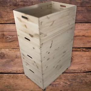 4 Tier Extra Large Plain Wooden Storage Open Box Crate Stacking Container Wheels - Picture 1 of 12