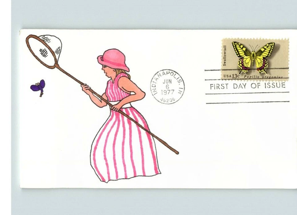 Swallowtail BUTTERFLIES, Hand Painted # 1 of 1 made, girl Catching Butterflies,  - Image 1 of 1