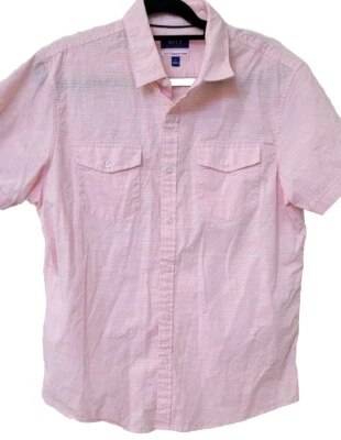 Camisa de vestir para hombre APT 9 con botones talla L calce regular rosa cuello manga corta Foto 1 de 4