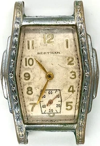 598 mens Vintage Bertmar Art Deco Rectangle Manual Sub Dial Watch Runs as is lot - Picture 1 of 3