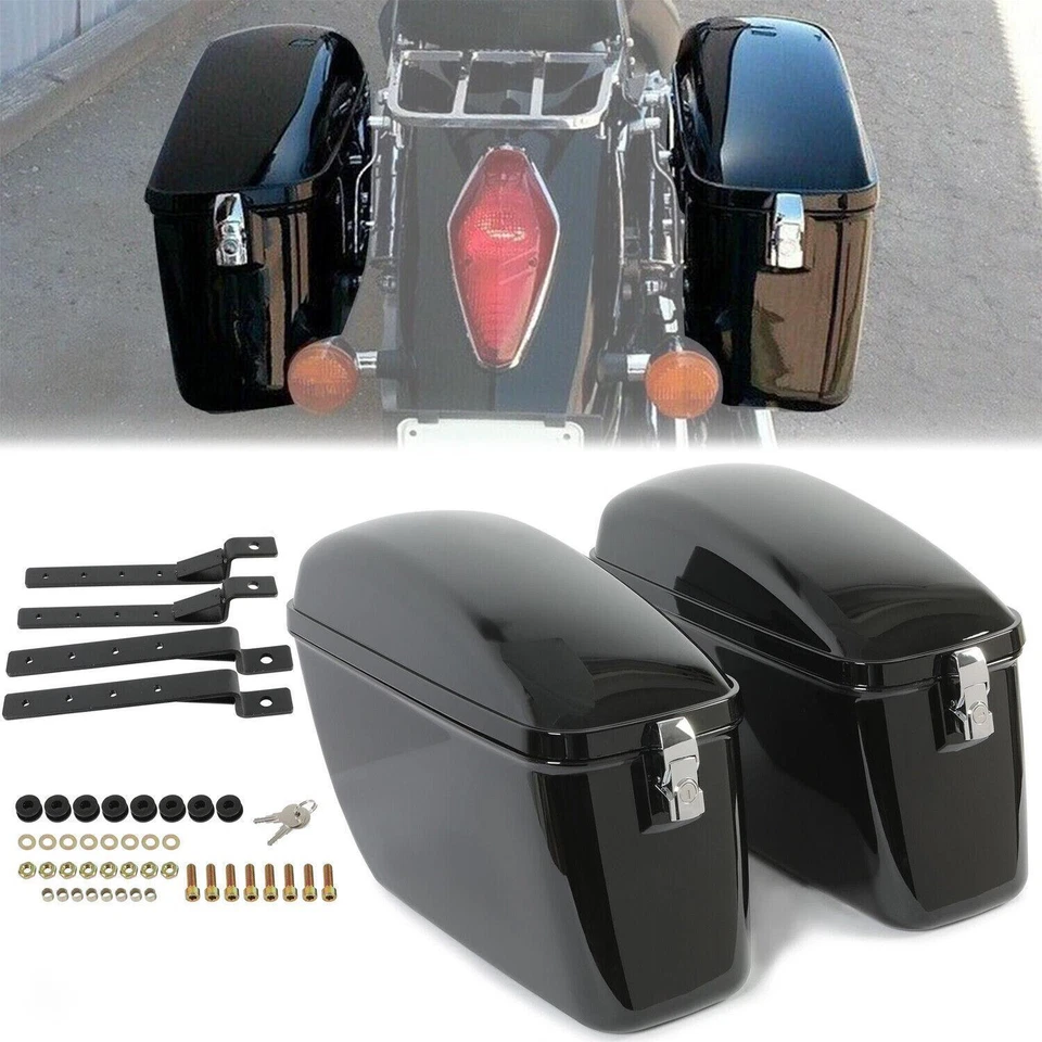 Motorcycle Hard Saddlebags Saddle Bag For Harley Harley Sportster Softail Yamaha - Image 1 of 4