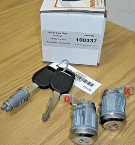 *NEW* SET of KENWORTH or PETERBILT KEYED ALIKE DOOR LOCKS & IGNITION LOCKSET - Picture 1 of 5