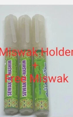3 x Hygenic Miswak Holder + free Peelu Miswaks 100% Natural Toothbrush Sewak