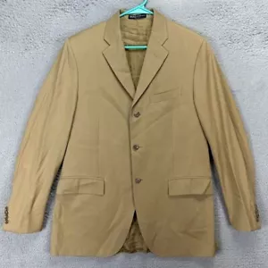 Polo Ralph Lauren Wool Blazer Adult 42L Tan Tuxedo Sport Coat Mens Made In Italy - Picture 1 of 13