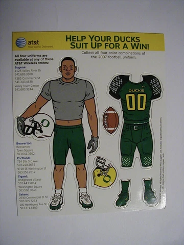 AT&T U of O University Oregon Ducks Football Magnet 2007 #00 Green Uniform UO Cover
