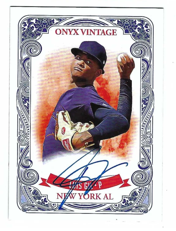 LUIS GIL 2021 ONYX VINTAGE BASEBALL ON CARD AUTO BLUE INK - Image 1 of 1