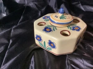 Tintero chino vintage cubierto arte oriental asiático pintura flores  - Imagen 1 de 9
