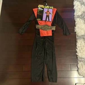 Kinder Kinderkostüm Ninja Einheitsgröße Overall, Kapuze und Gürtel NEU Halloween - Bild 1 von 4