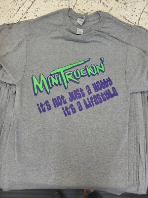 Mini Truckin Toyota Nissan S-10 Mazda Old School Gray T-Shirt Mens - Image 1 of 2