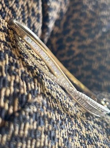 Ladies Diamond Bangle Bracelet in 14k Yellow Gold Double Row Of Diamonds - Picture 1 of 12