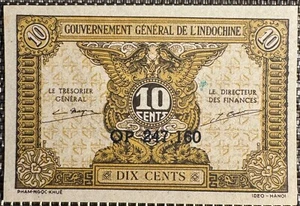 MAGNIFIQUE BILLET DE 10 CENTS INDOCHINE (BILL 198) FRENCH INDO-CHINA - Picture 1 of 2