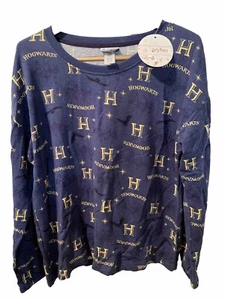 Harry Potter Hogwarts Womens Long Sleeve Pajama Sleepwear Top Only Blue S Small - Picture 1 of 9