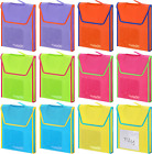 12 Pcs Book Pouches for Kids 11.8 X 15 Inch Nylon Classroom Reading Bags Book