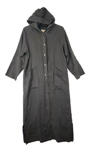 J. Jill Womens Coat Jacket XST Gray Linen Hooded Full Length Lined Duster #1925 - Picture 1 of 21