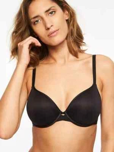 Neu mit Etikett Chantelle 2196 moderner unsichtbarer tief ausgeschnittener Memory Foam BH 32D schwarz 74 $ - Bild 1 von 5
