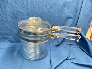 VINTAGE PYREX Flameware Glass Double Boiler 6283-L 6283-U ~1 1/2 Quart QT W Lid - Picture 1 of 10