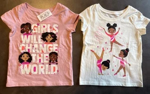 Children’s Place Girls Size 3T Set Of 2 Shirts Girl Power/Dance Pink/White - Picture 1 of 6
