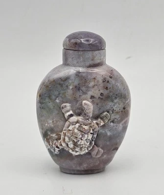 Vintage Carved  Purple Agate Snuff Bottle ~ Amazing Colors! - Image 1 of 4