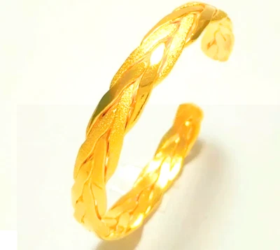 Jewelry Gift Bangle 24K Yellow Gold Plated Braid Thai Bracelet Handmade Elegance - Image 1 of 4