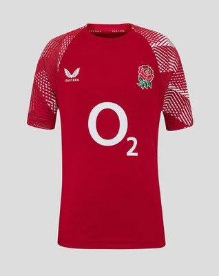 CASTORE England Rugby Junior 25/26 Pre Match Short Sleeve T-Shirt - Jester Red