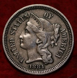 1881 Philadelphia Mint Three Cent Coin - Picture 1 of 2
