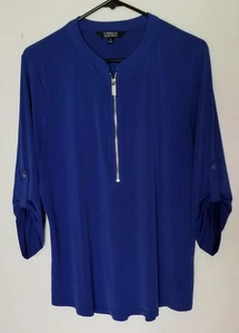 Blusa Company Ellen Tracy Azul Real Talla GRANDE Cremallera Frontal Manga con lengüeta enrollable - Imagen 1 de 8