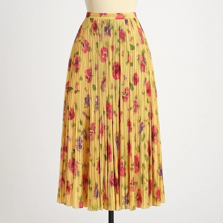 Vtg Sarah Arizona Floral Maxi Skirt M Yellow Boho Fairy Cottagecore Y2K Twee - Image 1 of 1