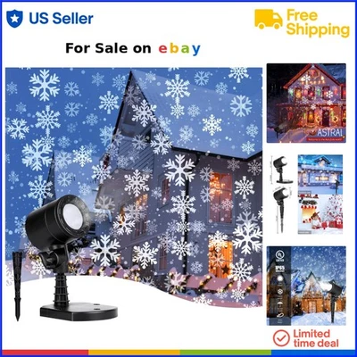 Christmas Snowflake Projector Lights Outdoor Waterproof 3D Snowfall Show - Image 1 of 4