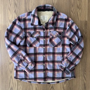 Chaqueta Sage Collective para mujer XL púrpura a cuadros polar con botones chaqueta al aire libre - Imagen 1 de 12