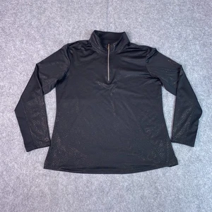 SanSoleil Pullover Donna Grande Nero Manica Lunga Quarto Zip UPF 50 Golf Shirt - Foto 1 di 10