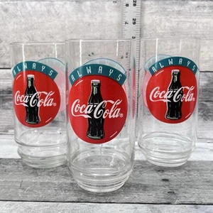 Always Coca Cola Set of 3 Drinking Glasses 1992 Indiana Glass 2385 - Picture 1 of 10