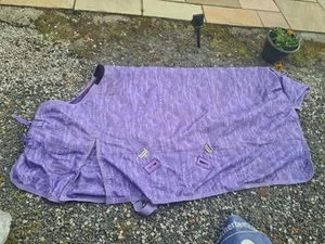 6ft3 Shires Typhoon Heavy Weight Purple Raindrop Print Standard Neck Turnout Rug - Picture 1 of 10
